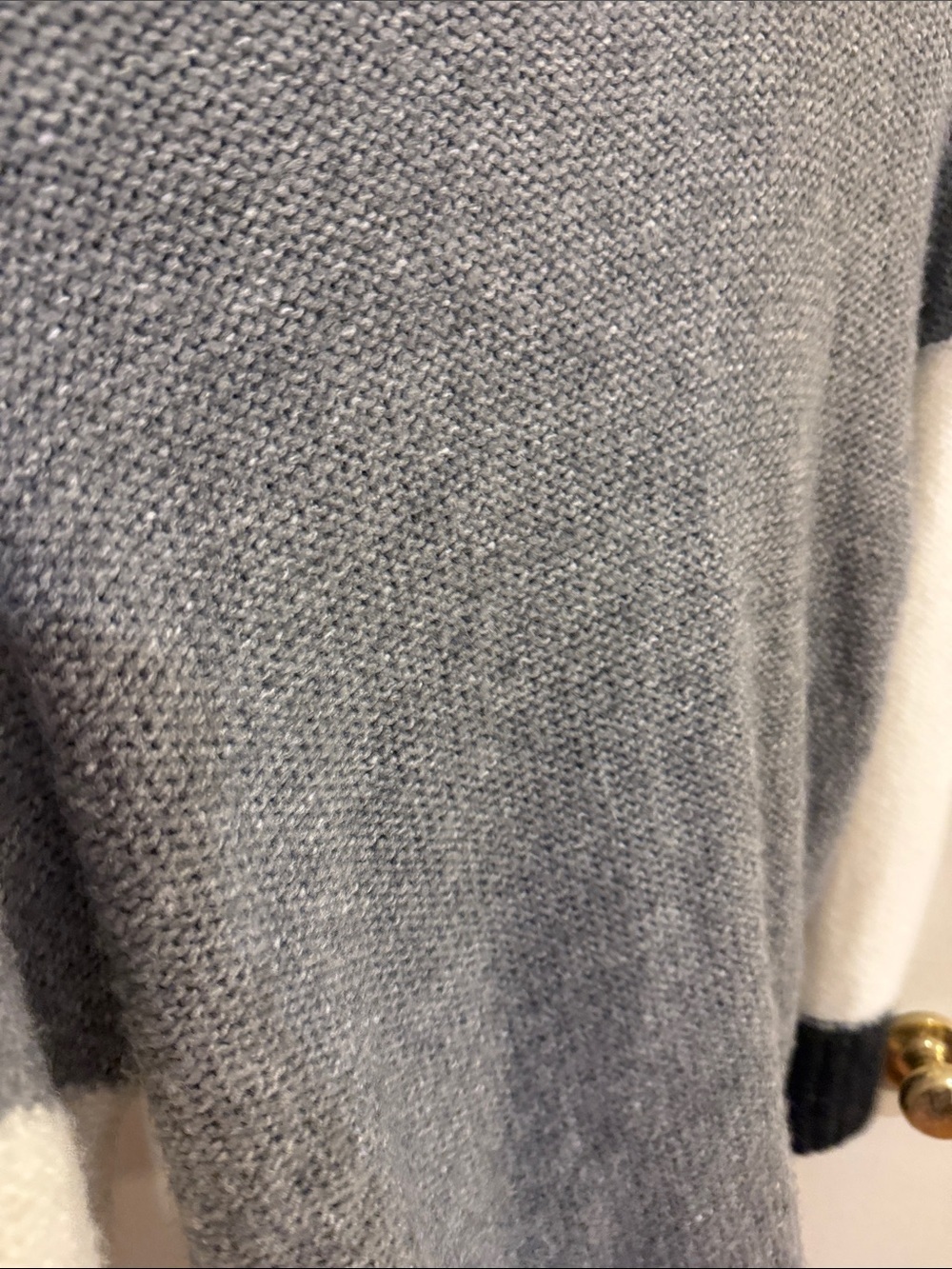 Michael Stars Gray Colorblock Shawl Collar Sweater with Cream & Black Sleeves - Picture 7 of 7